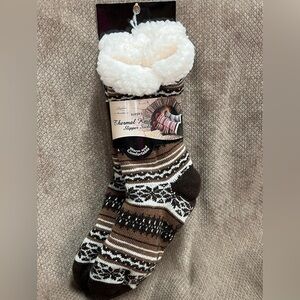 Fashion by Mirabeau Brown and Thermal Knit Slipper Socks OS NWT
